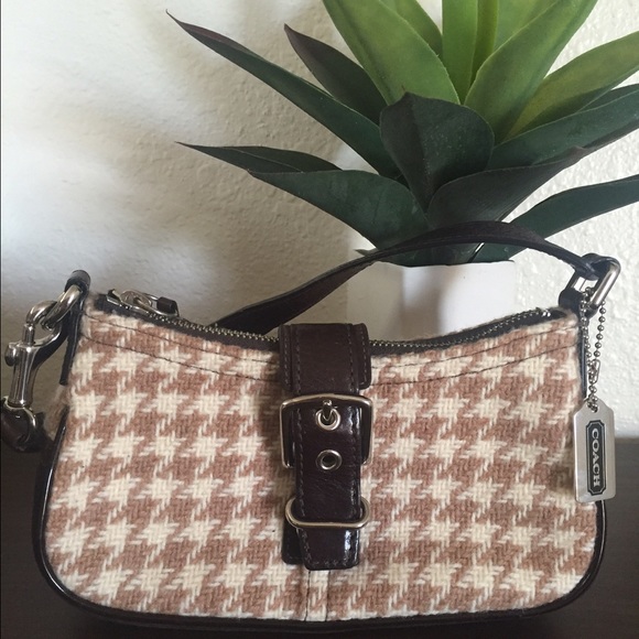 Coach Purse - Wool Houndstooth, Leather and Suede
