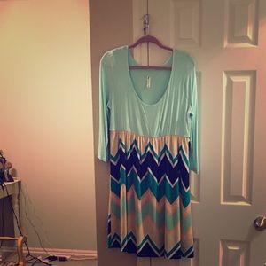 Mint and Chevron Dress 1X