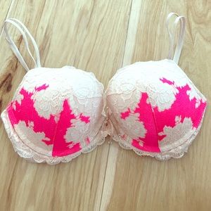 Victoria's Secret push up pink and cream lace bra