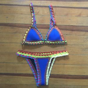 Kiini inspired blue crochet bikini