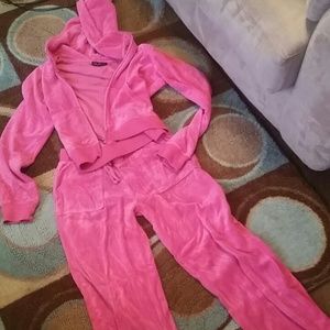 Pink velour jogging suit