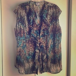 Sleeveless sheer career top sz 1X