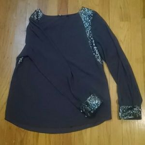 Brown Sequined Long Sleeve