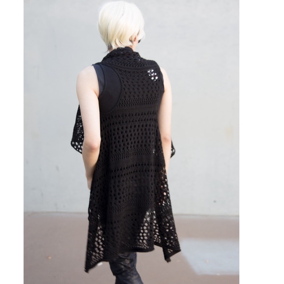 Rue21 Sweaters - Black Crochet Fishnet Cardigan Vest Top Boho Chic Rue21 Sweaters - Black Crochet Fishnet Cardigan Vest Top Boho Chic