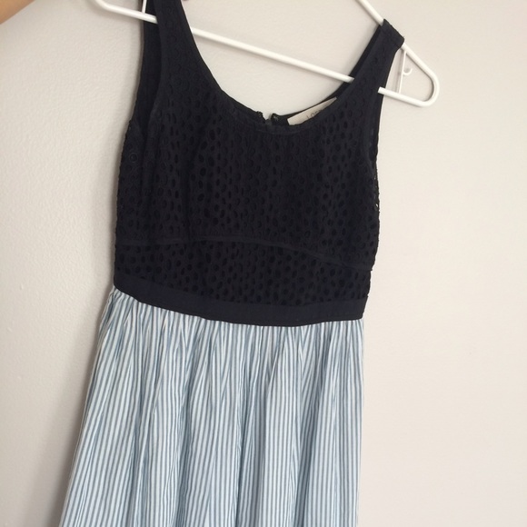 Loft Blue White Stripe Eyelet Dress