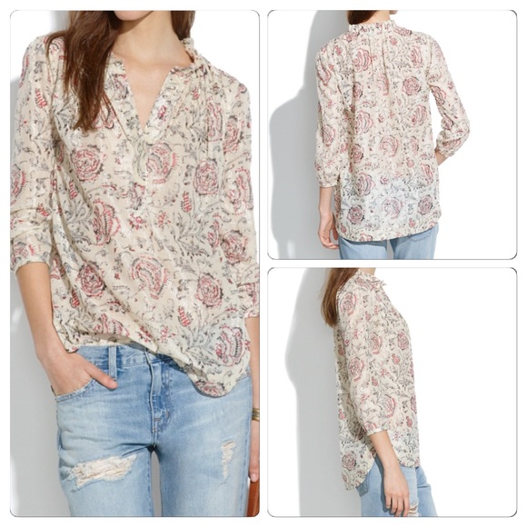 Madewell Shirred Popover in Turkish Garden