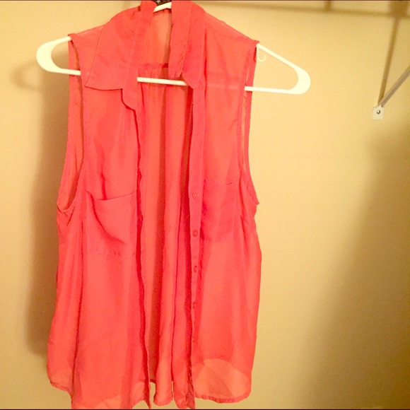 Pink tank top button up.