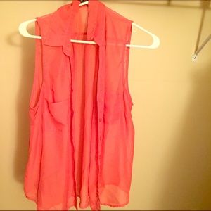 Pink tank top button up.