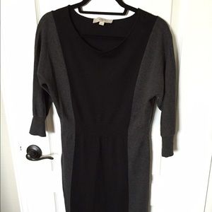 Loft Gray and Black Dolman Sleeve Sweater Dress