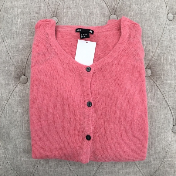 🆕 H&M Angora Coral Pink Cardigan - Picture 3 of 4