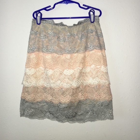 Tri Color Laced Mini Skirt