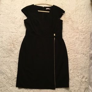 Calvin Klein faux wrap black dress