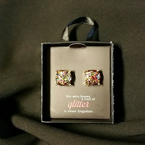 MULTI COLORED GLITTER EARRINGS - Picture 2 of 5