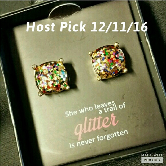 MULTI COLORED GLITTER EARRINGS - Picture 3 of 5