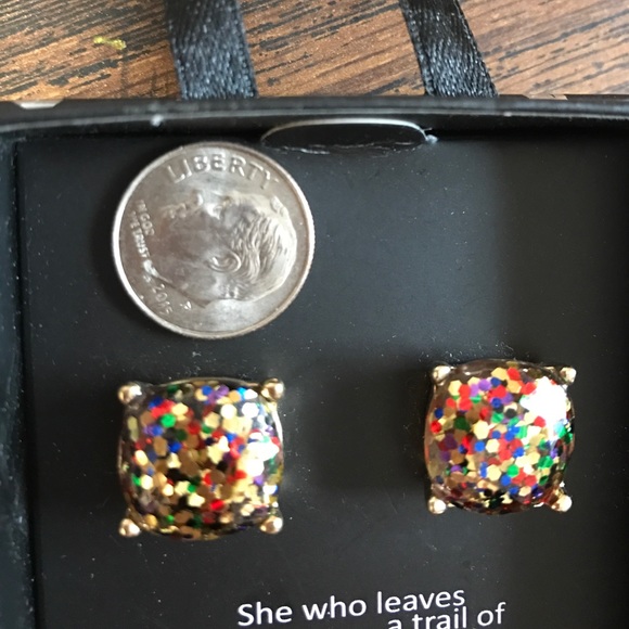 MULTI COLORED GLITTER EARRINGS - Picture 5 of 5