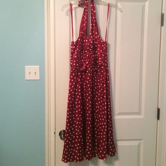 Halter top dress- red with white polka dots - Picture 1 of 2
