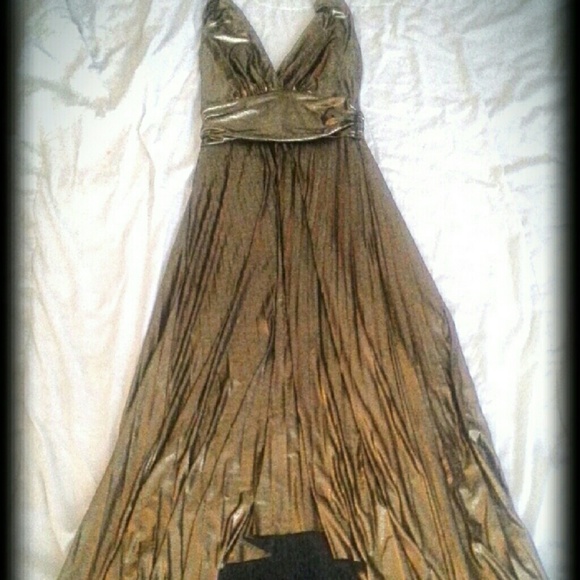 Hi Low maxi gold gown