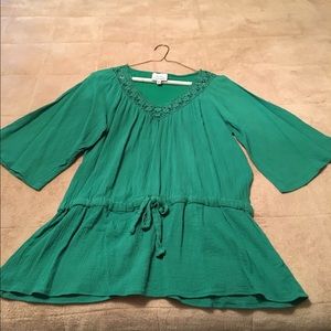 OSO casuals green peasant top