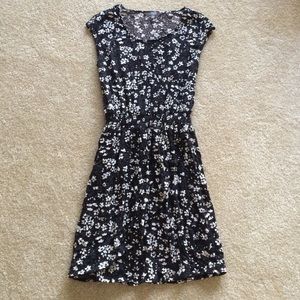 Flowered Asymmetrical Flounced Dress