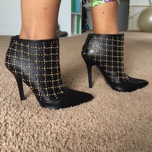 Black Gold Stud Booties