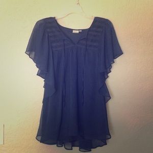 Mudd Flutter Sleave Peasant Top