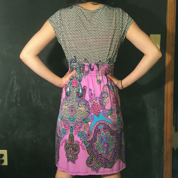 SOLD Psychedelic V-neck dress - Picture 2 of 4