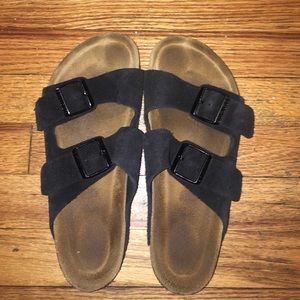 Black suede Birkenstocks