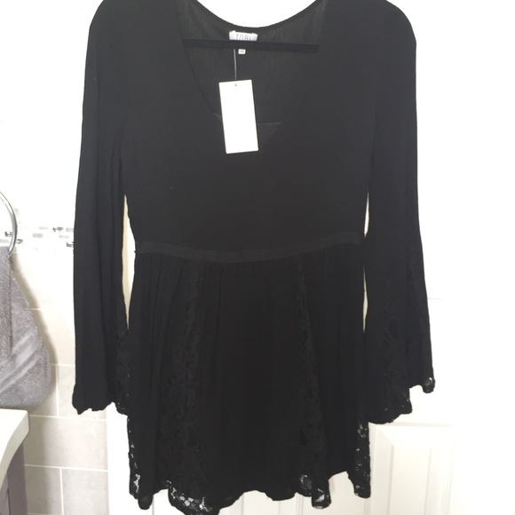 NWT Tobi black lace long sleeve dress