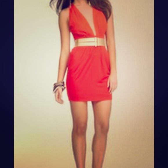 Bebe deep low cut backless dress with pockets