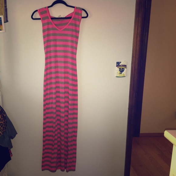 Hooded Striped Maxi Dress