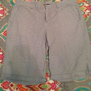Blue seersucker Bermuda shorts