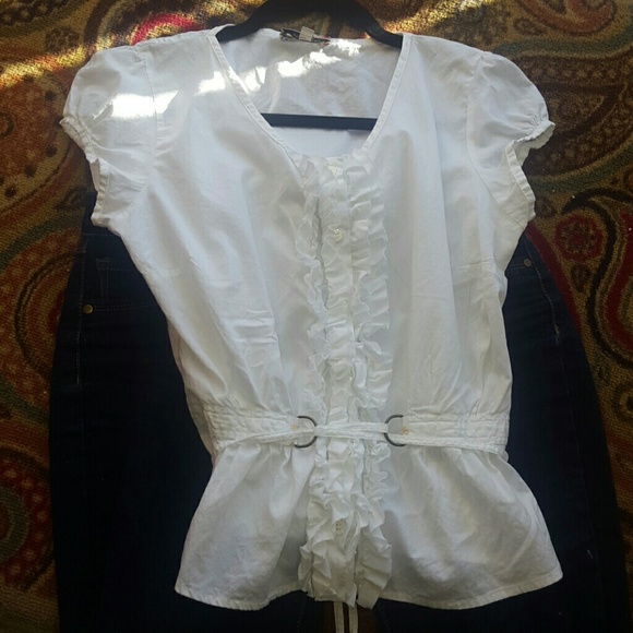 BURBERRY ruffle front blouse