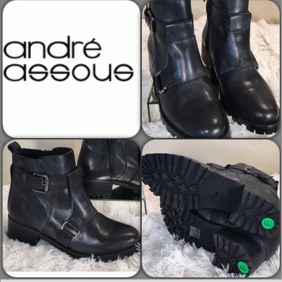 Andre Assoue Shoes - Andre Assoue☠ BRAND NEW Black Leather Moto Boots