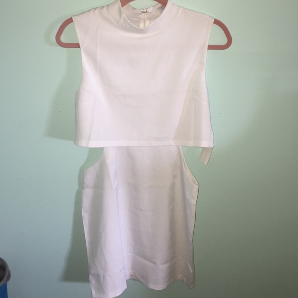 NWT Tobi white high neck cutout dress