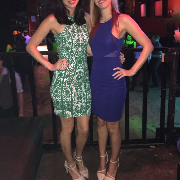 Green and white dress