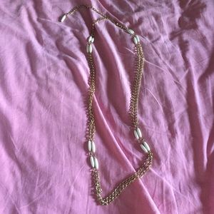 Gold and white beaded necklace