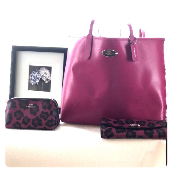 Authentic Coach Leopard Print Tote Set