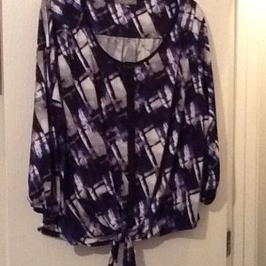 Blue black patterned blouse