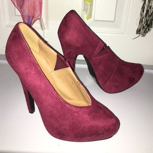 Burgundy high heels