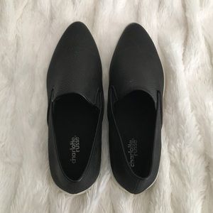 Black Faux Leather Slip Ons