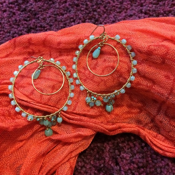 Gold and turquoise earrings