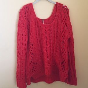 SALE Red Free People open knit sweater