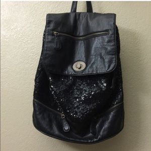 Vegan faux leather all sequin backpack