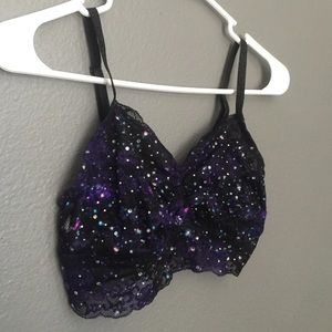 Rhinestone galaxy lace bralette