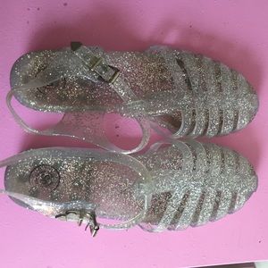 Silver glitter jelly sandals