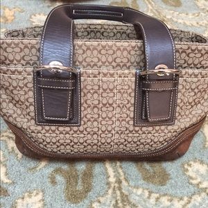 Coach Logo Print Shoulder Bag in tan/brown