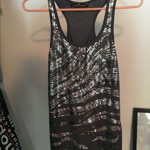 Gray sequin tank