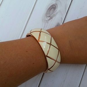 Cream and Rose Gold Hinge Bracelet
