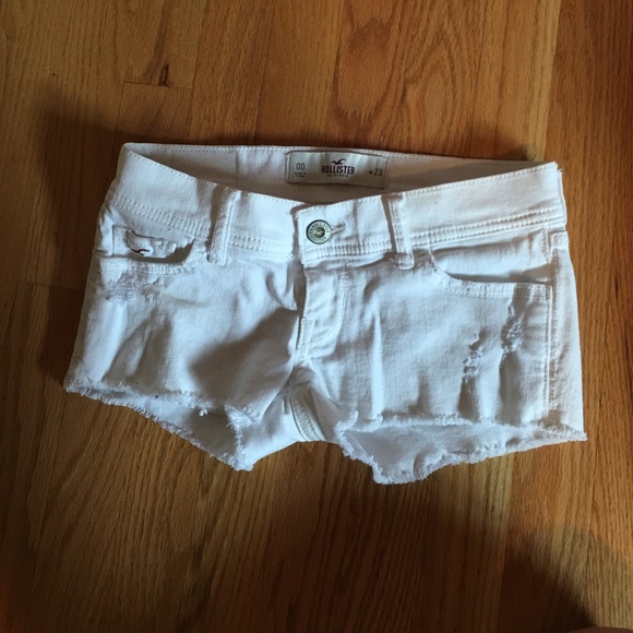 Hollister Pants - Low-Rise White Denim Shorts
