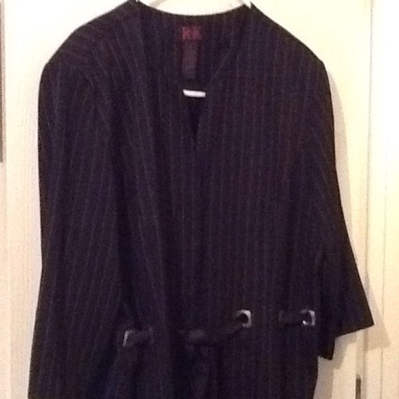 Blue pinstriped two piece pant suit